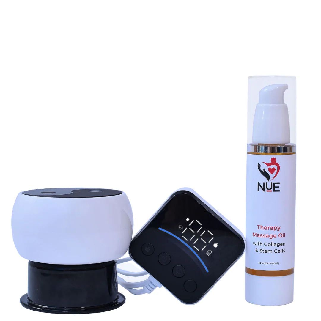 NUE Cuping massager with Nue therapy oil