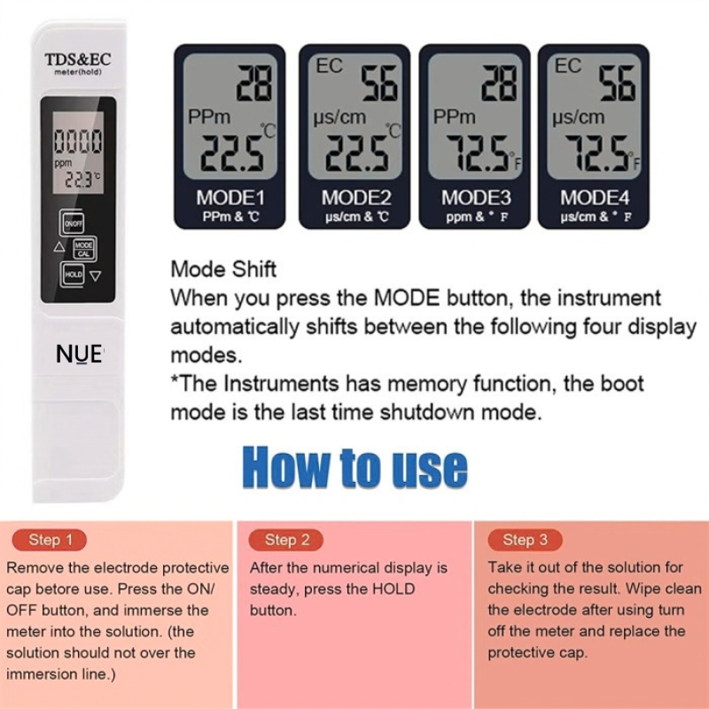 The NUE™ TDS & EC Digital Water Quality Tester Meter