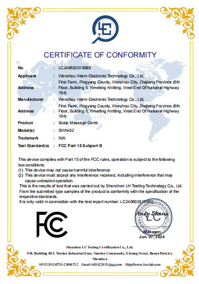 CERTIFICATE OF CONFIRMITY LC240602010080