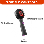 3 in 1 scalp massager with labeled controls on a white background