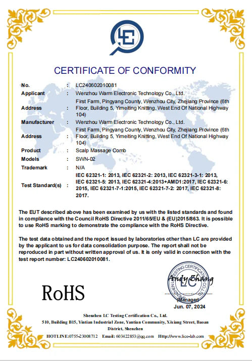 CERTIFICATE OF CONFIRMITY LC240602010081